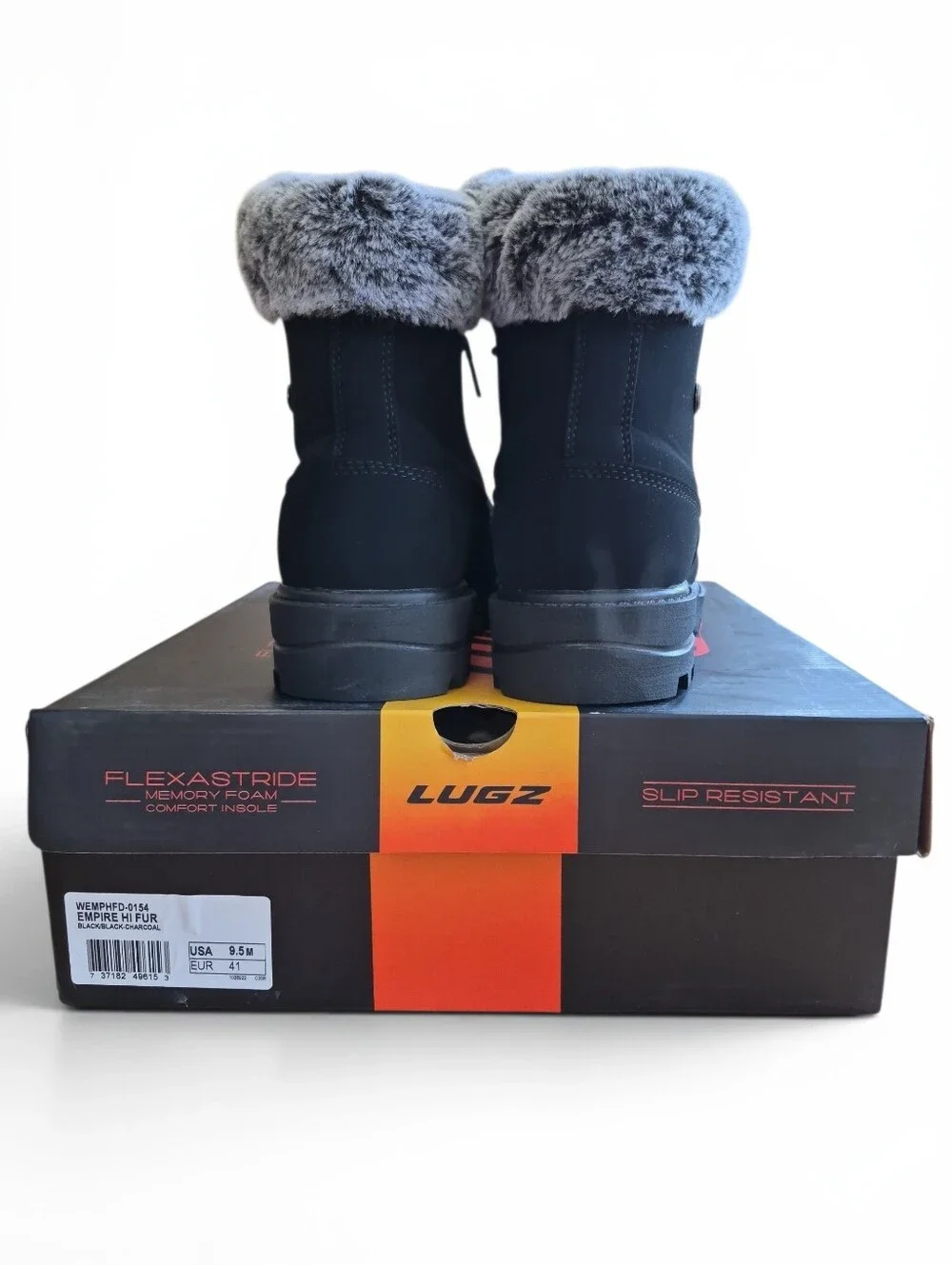 Lugz Empire Hi Fur Women's Boots Lace Up Black/Black Charcoal Size 9.5M